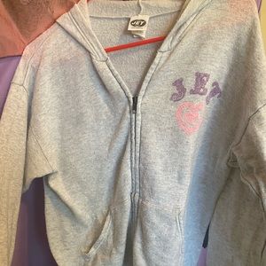 Lightweight light grey vintage zip up hoodie.